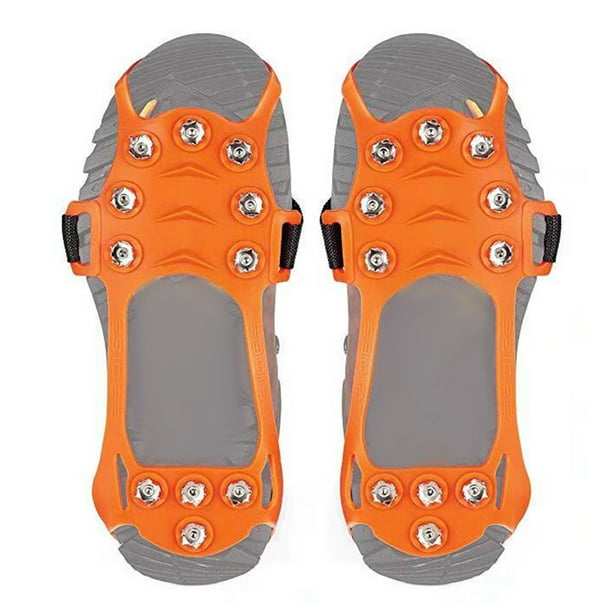 11 de crampones, cubierta de zapatos portátil resistente al desgaste, tacos  de hielo ligeros, empuñaduras de ón para senderismo, caminar Naranja Grande  Macarena Clavos Crampones