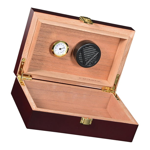 Caja de humidificador de ros Humidor de ros de de español Holds10 , con  higrómetro y humidificador para accesorios de CUTICAT soporte para humidor  de puros