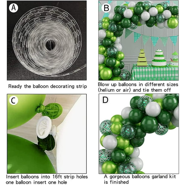 Kit de arco de guirnalda de globos verdes, 107 piezas de arco de globos  verde y blanco, globos de látex con globos de confeti para decoración de