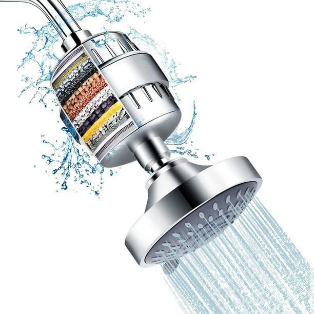 Filtro de ducha antical de 15 niveles con - filtro de ducha de alto  rendimiento para eliminar cloro y flúor - 2 cartuchos incluidos - filtro de  ducha