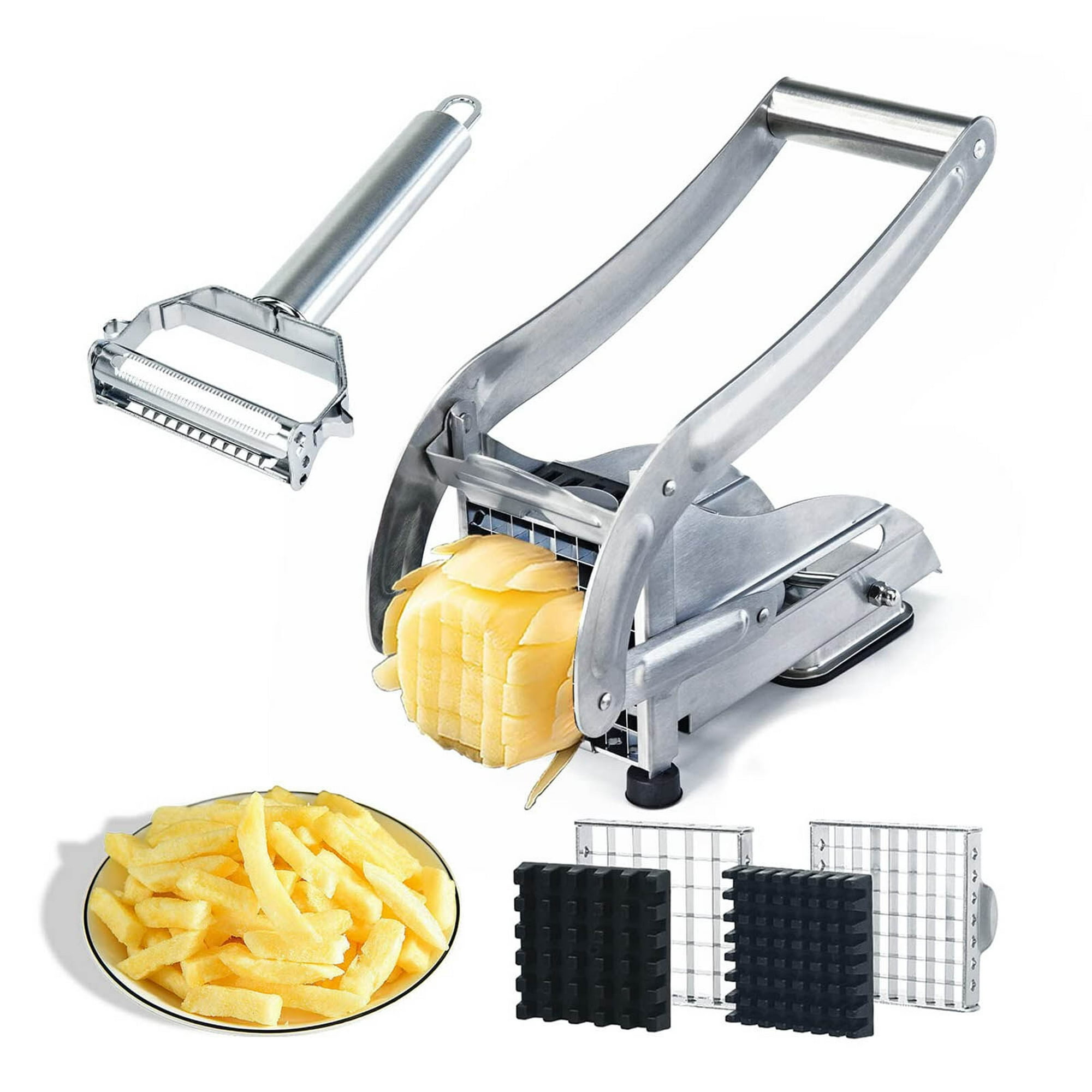 Cortador de papas fritas de acero inoxidable, cortador profesional para  papas fritas con 2 cuchillas, cortador de papas fritas ideal para papas