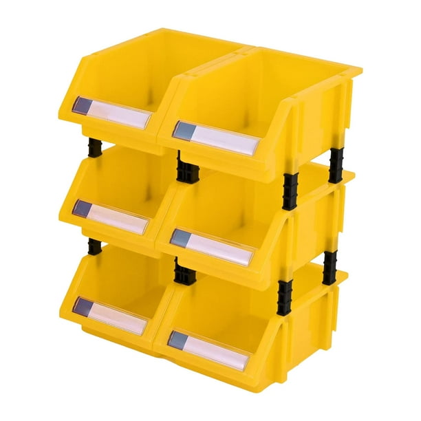 Cabilock 6 unids almacén piezas caja organizador despensa bin clavos  contenedor apilamiento contenedor de tornillo organizador de piezas  contenedores