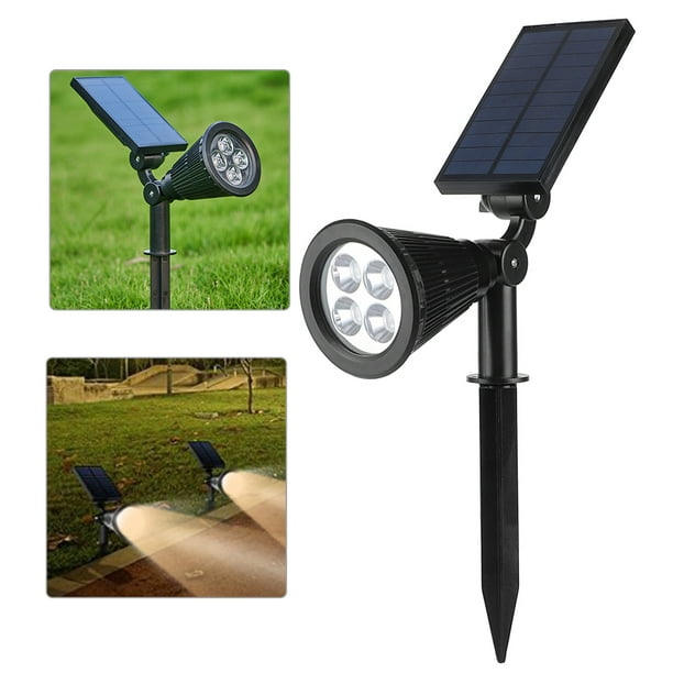 FixtureDisplays® Luz solar accionada por energía solar 4 LED Foco ajustable  Luz de pared Luz de paisaje Luz brillante y oscura con detección