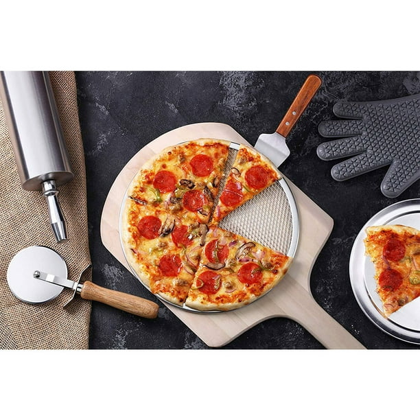 Bandeja de pizza para horno de asado, pantalla de metal, plancha de acero  inoxidable, placa de malla antiadherente, bandeja de pizza perforada