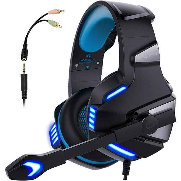 Auricular Gaming Para PC, Casco Con Luces LED, Con Micrófono