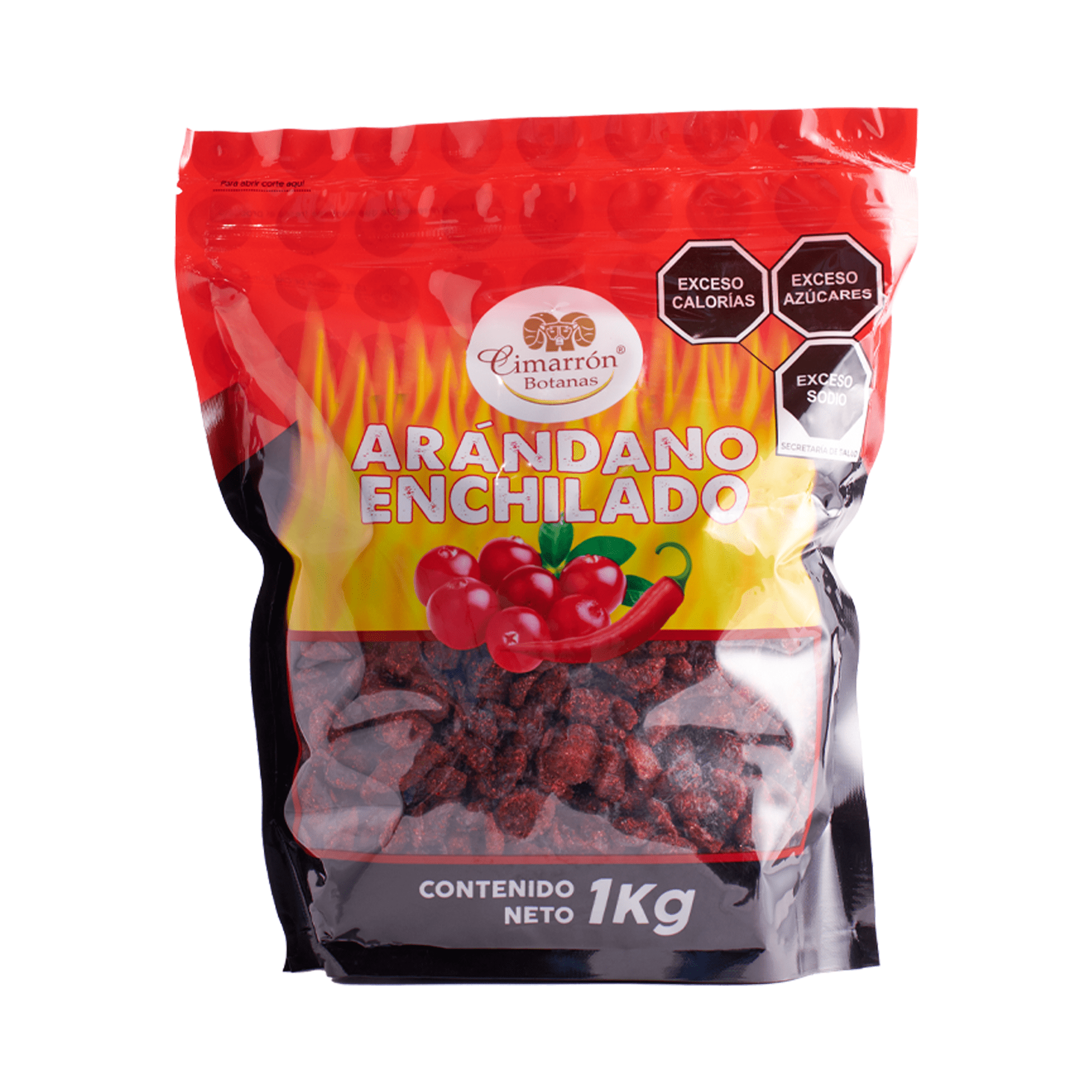 Arándano enchilado Cimarrón, 1kg Cimarron Botanas Arándano enchilado
