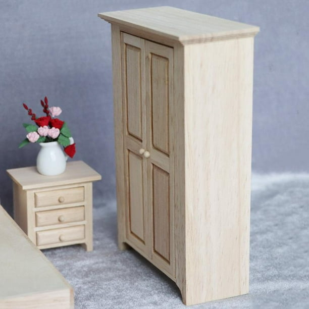 Armario de para muebles de estantes armario de doble apertura muebles en  miniatura accesorios de CUTICAT Casa de muñecas Juguetes en miniatura