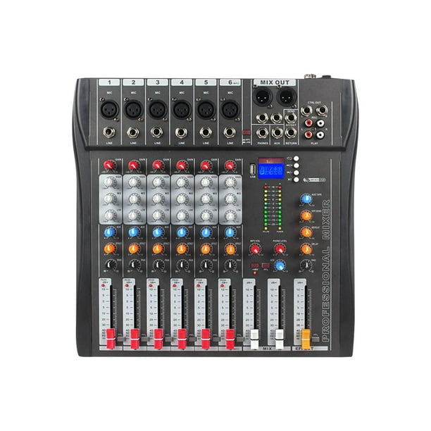 Mezclador de Audio de 6 canales, consola mezcladora de sonido, conector de  micrófono XLR, adaptador de EE. UU. para grabación de escenario de DJ,  perfke tablero mezclador