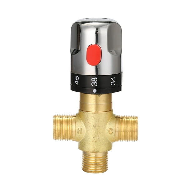 Válvula mezcladora termostática para punto de fuente de 3/4 - 100-140°F  Temperatura del agua ajustable para antiquemaduras - Latón sin plomo 