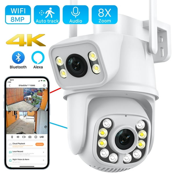 Camara IP WIFI exterior doble lente, vigilancia inteligente