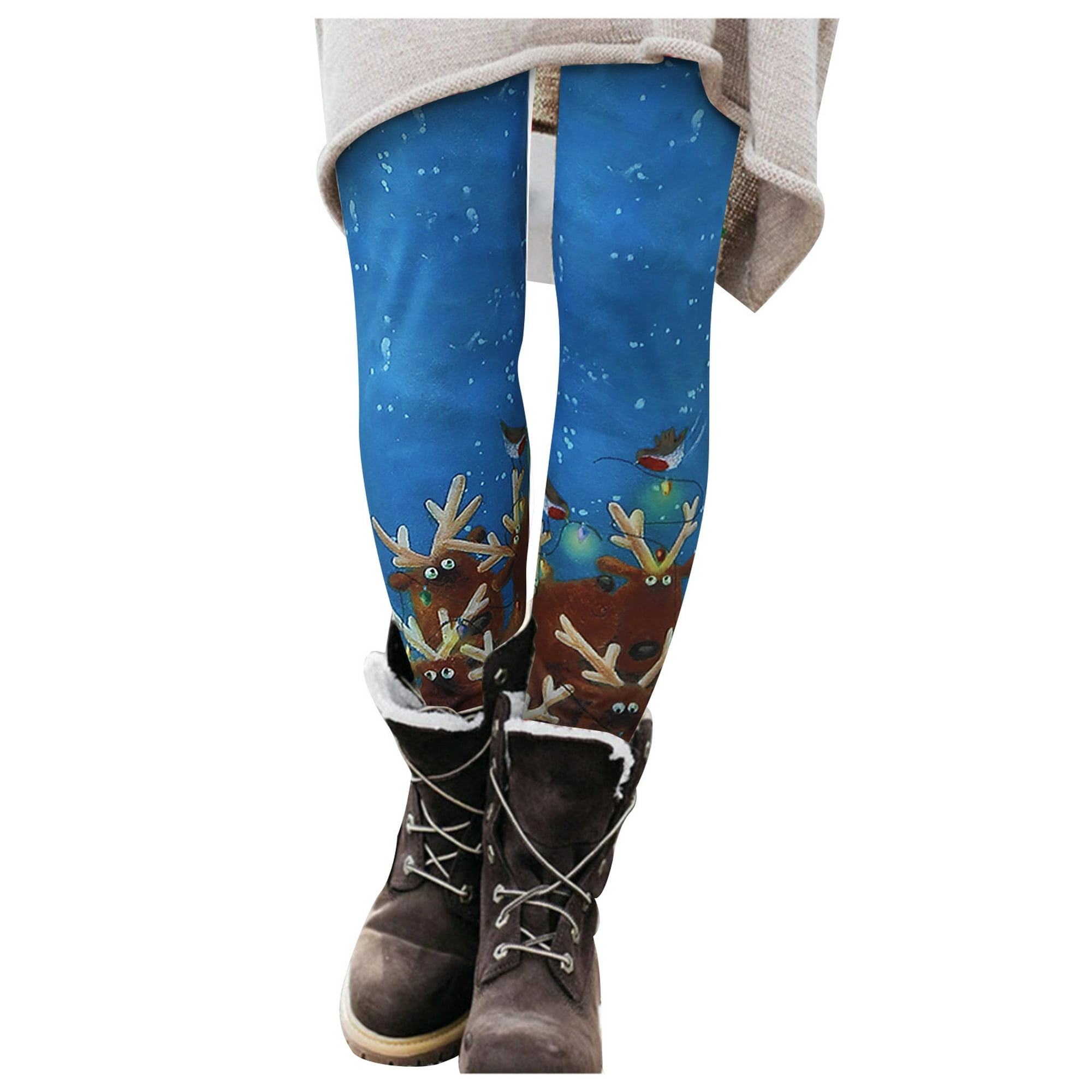 Gibobby Leggings cálidos para mujeres Leggings con estampado de moda para  mujer Leggings elásticos pantalones casuales botas pantalones(Azul
