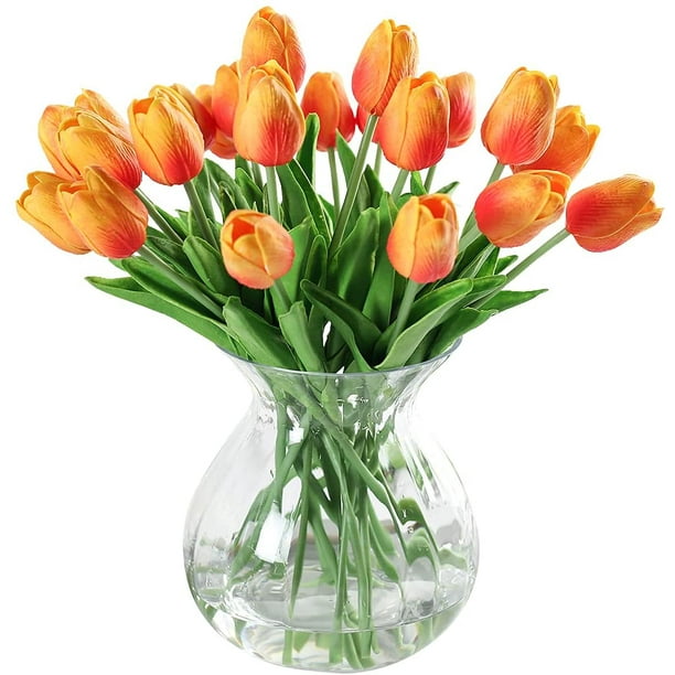 10 Tulipanes Artificiales, Flores Artificiales De Tacto