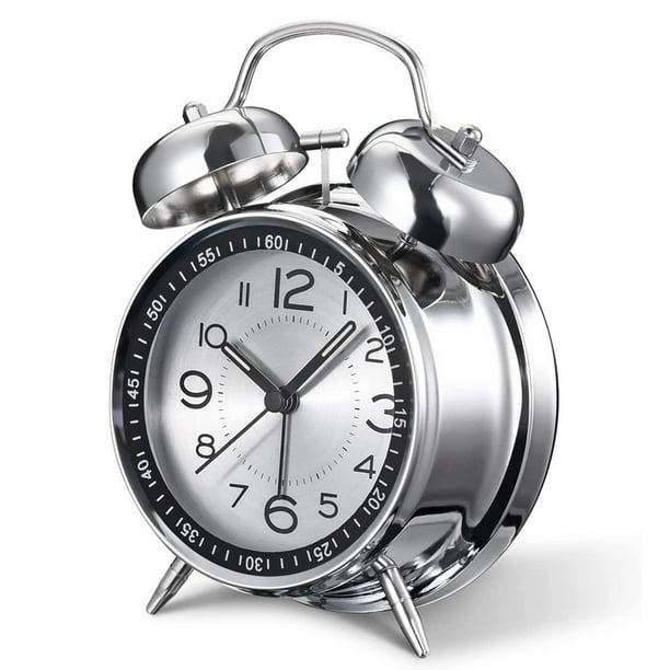 Reloj despertador de sueño pesado para adultos, cuarzo retro, silencioso, 4  pulgadas, sin tictac, co TUNC Sencillez