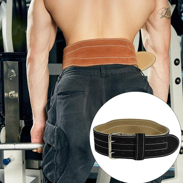 Cinturón de cuero para levantamiento de pesas, cinturón de fitness de 6  pulgadas de ancho para gimnasio, soporte lumbar de espalda, levantamiento  de