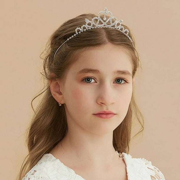 4 piezas de diadema de princesa para niña, diadema de cristal con perlas de  vid, novia, dama de honor, diadema de flores y diamantes de imitación