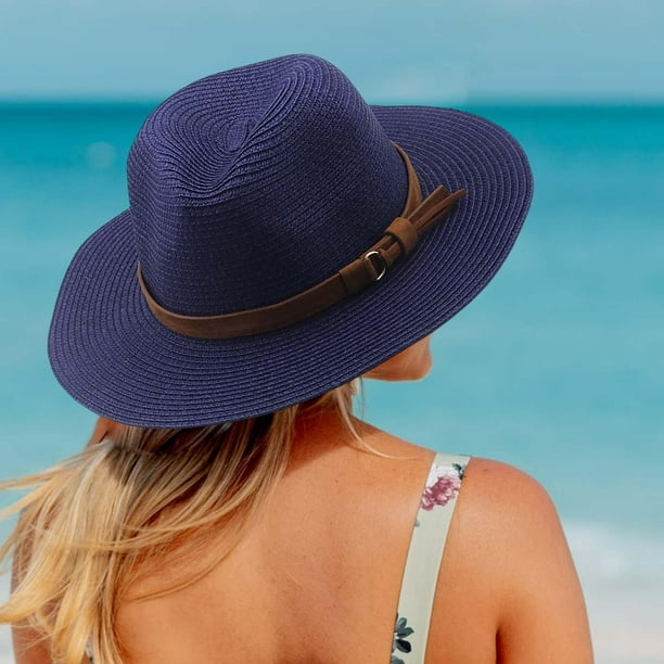 Sombreros de paja para hombres y sombreros para el sol de Panamá,  protección para pya, para niña vis Colco Sombrero Ala Ancha Paja