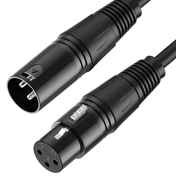 Cable XLR macho a hembra 3.3FT - Cables XLR Cable de micrófono Cable  Balanced Premium Series 3 PIN XLR a XLR Mic Patch Cable Cord 3M Negro 1  paquete