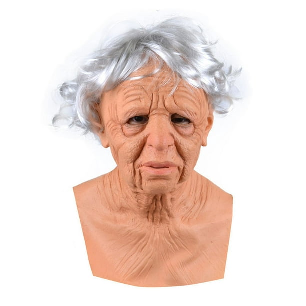 B Máscara de látex de anciano para Halloween, disfraz realista para niños y  niñas YONGSHENG