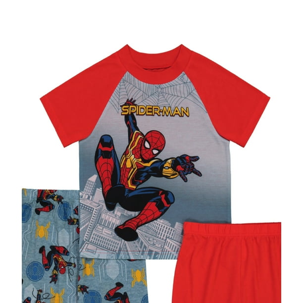 Pijama de manga corta de Spider-Man para niños Juego de pijamas de 3 piezas  para niños FamTogether Ropa de dormir