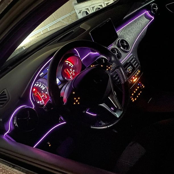 Luces LED interiores para coche 4 tiras Decoración multicolor