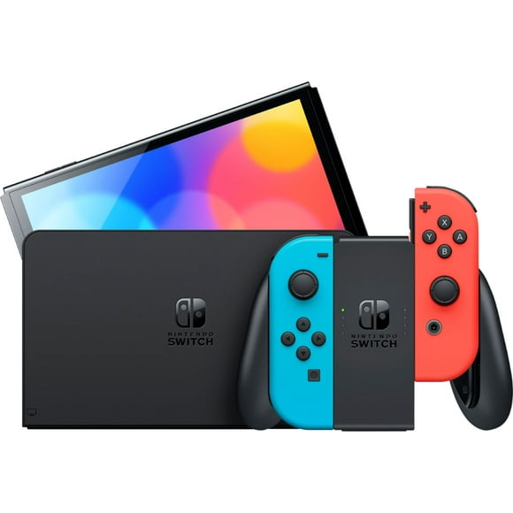 2021 new nintendo switch oled model neon red  blue joy con 64gb console hd screen  lanport dock with the legend of zelda breath of the wild and mytrix accessories nintendo hegskabaa