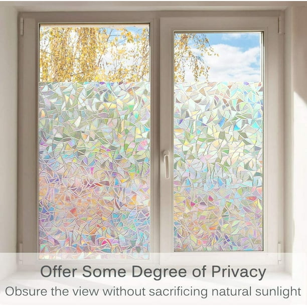 Película de privacidad para ventanas, pegatinas de ventana arcoíris. Vinilo  decorativo en 3D imitando vidrieras.Calcomanías estáticas para ventanas sin  adhesivo. Levamdar LRWJ864-2