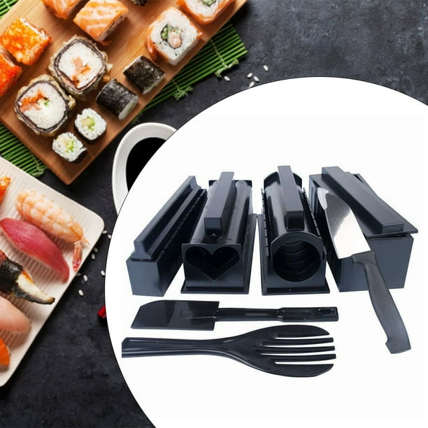 Juego de 11 piezas (negro) Kit para hacer sushi, máquina para