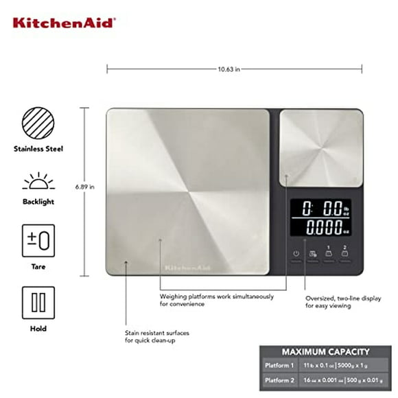 kitchenaid kq909 báscula digital de cocina y alimentos de plataforma dual kitchenaid kitchenaid
