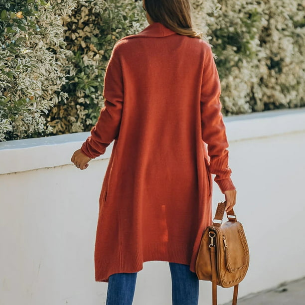 Puntoco moda mujer sólido suelto manga larga cárdigan otoño abrigo