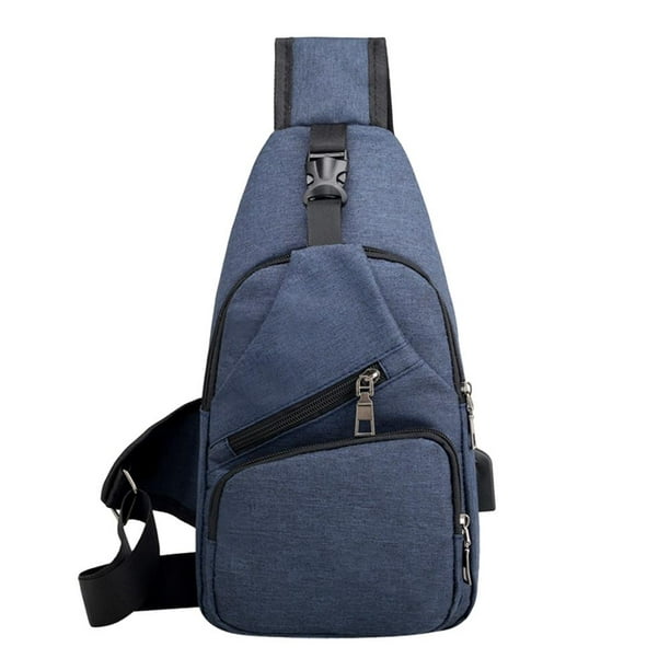 Bolso grande tipo Sling Bag: Mochila cruzada para el hombro, informal y  práctica, con puerto USB para portátil 14【19.6”X12.5”X5.5”】 (gris grande)