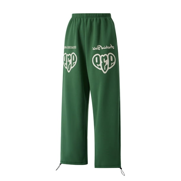 Pantalones holgados unisex de color verde oscuro para mujeres y