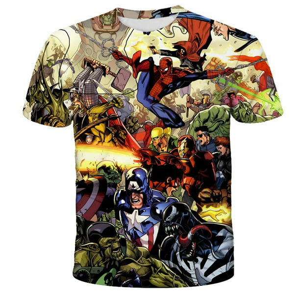 Marvel Superheroes Spiderman T-shirt Kid T Shirts Boys T-shirts Children's  Short-sleeved Kids Hulk Captain America Clothes Tee11T Gong Bohan LED