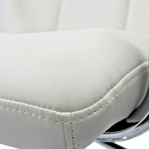 Silla color Blanco giratoria con brazos para escritorio o tocador giratoria  altura ajustable tapizada en material PU Acolchonado SKU: 9107-2 BLANCO