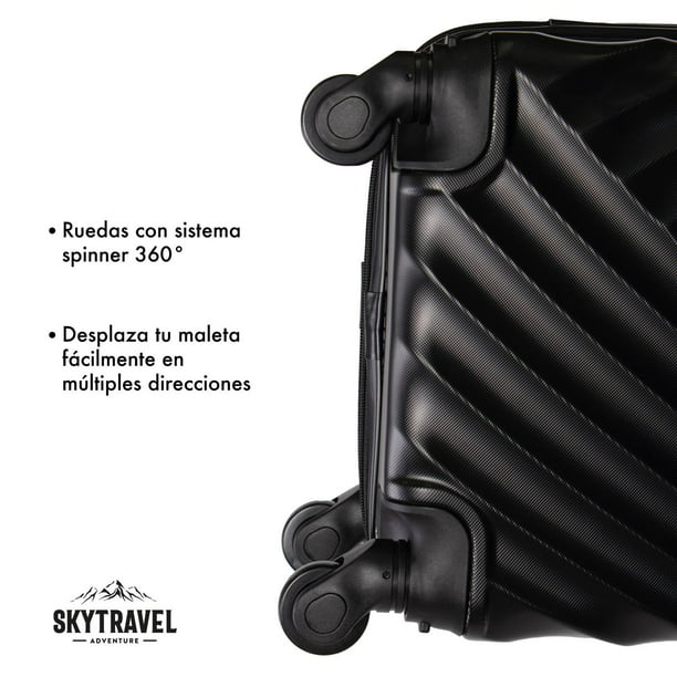 Set De 4 Maletas Rigidas Resistente Juego De Viaje 4 ruedas negro UNITALLA  SKY TRAVEL 021