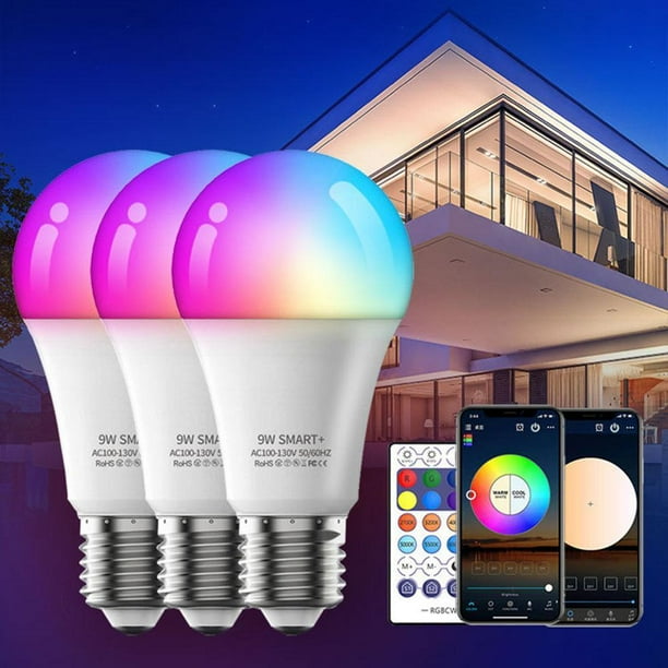 01 bombilla LED RGB, E27 AC150-250V 3W RGB, bombilla inteligente  LED bombilla inteligente bombillas para el hogar Navidad (cabeza plana) :  Herramientas y Mejoras del Hogar
