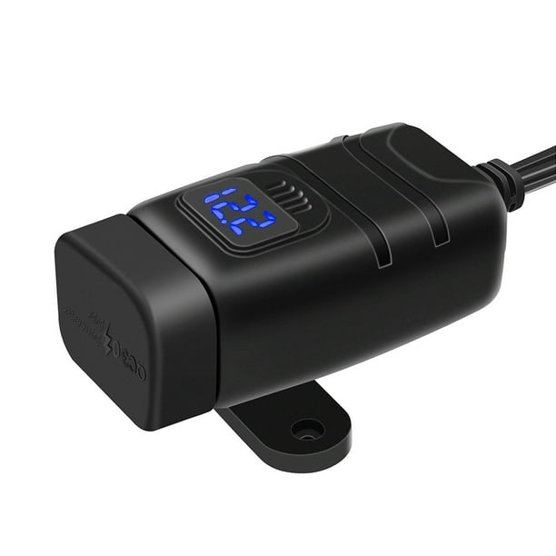 Toma de corriente para motocicleta de 12 V, puerto USB, cargador de  teléfono celular, abrazadera para manillar, enchufe de carga USB, kit de  cargador
