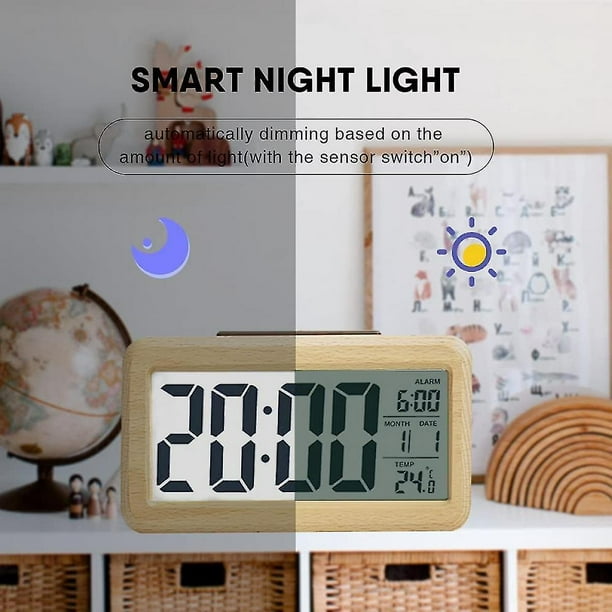 Reloj despertador digital, led luz nocturna inteligente reloj