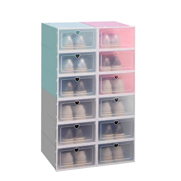 6x caja de almacenamiento de zapatos transparente, caja de zapatos, a  prueba de polvo, contenedor organizador de zapatos transparente apilable  para perfecl Organizador de almacenamiento de zapatos