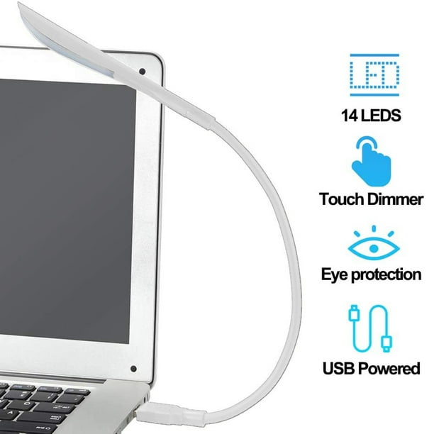 Mini luz USB para teclado, luz USB flexible para laptop, lámpara USB  ajustable para computadora portátil (estructura de cuello de cisne, fuente  de