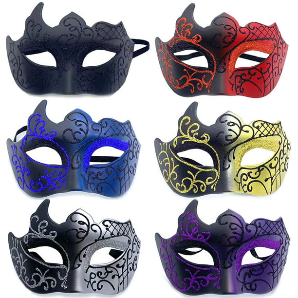  SIQUK Juego de máscaras para parejas, máscara veneciana de  plástico para Halloween, máscara de Mardi Gras para mujeres y hombres,  Negro y azul : Ropa, Zapatos y Joyería
