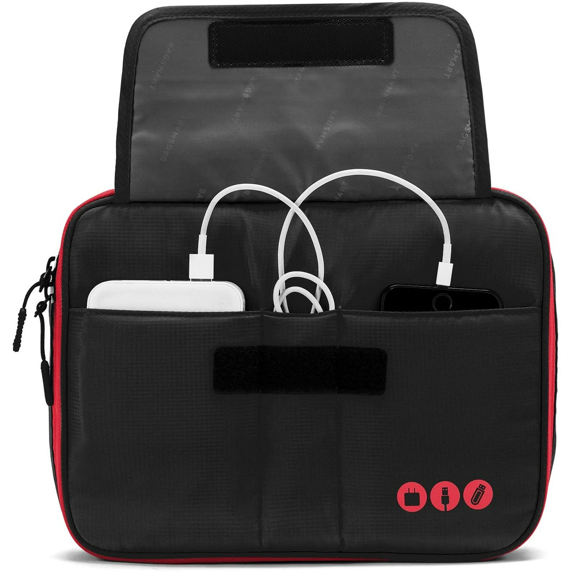 Organizador universal de cables de viaje, accesorios electrónicos, bolsa de  transporte para iPad de 9,7 pulgadas, Kindle, adaptador de corriente, negro  y rojo Adepaton CZDZ-ST175-2