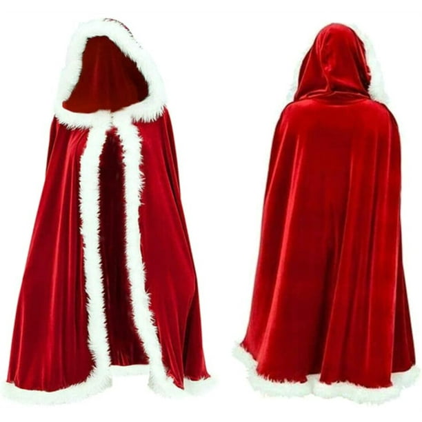 Capa Roja con Capucha de Navidad Mujer para Disfraz Mamá Noel