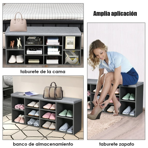 Banco Zapatero con Asiento, Taburete para Cambiar Zapatos