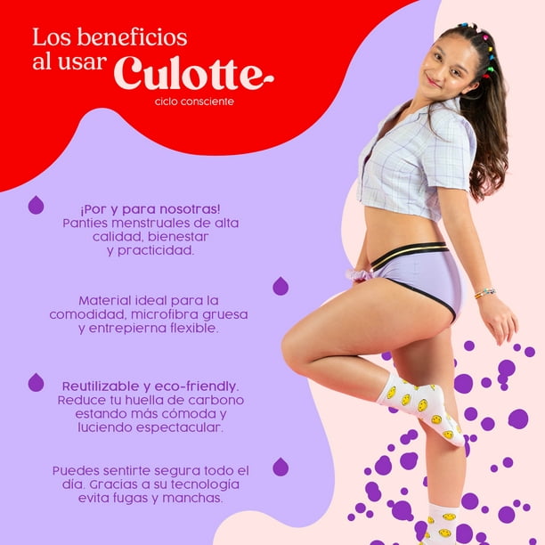 Calzon Menstrual Lavable Panties Algodon Flujo Abundante Culotte Luna
