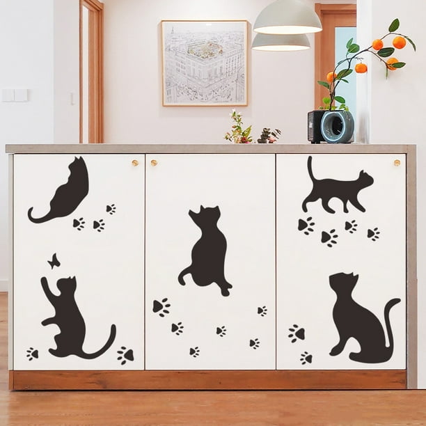 1 juego de pegatinas de pared de gatos bonitos, pegatinas de pared de gatos  y gatitos, decoración de pared para habitaciones de niños JAMW Sencillez