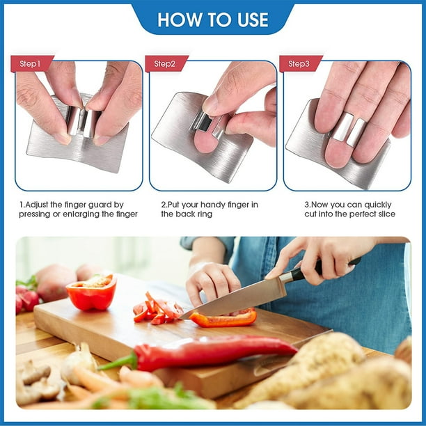 Protector de dedos para cortar verduras y otros alimentos.