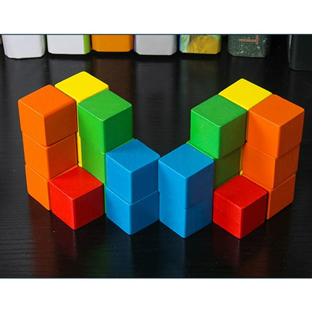 100 piezas mini cubos sólidos cuadrados de madera sin terminar en blanco  para manualidades en maderaEN