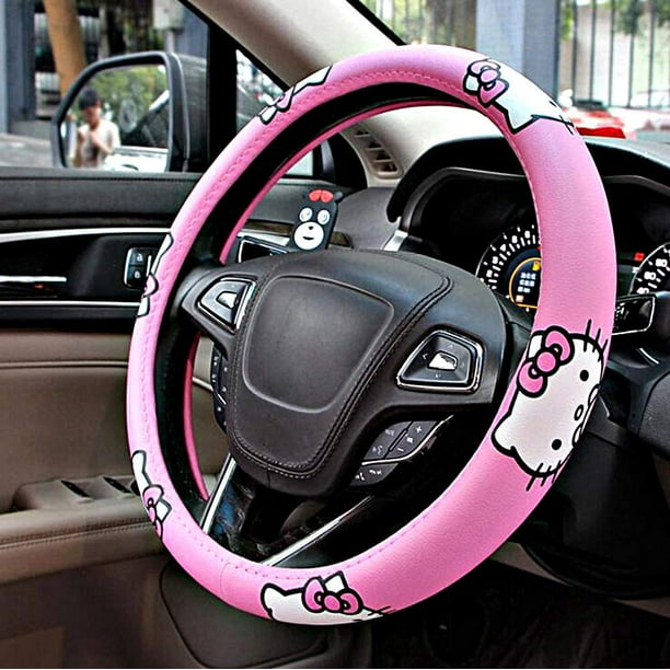 Accesorios para coche Hello Kitty, funda Universal para volante de 15  pulgadas, funda de cuero de microfibra duradera, transpirable, suave y  cómoda Ormromra WMZY-823