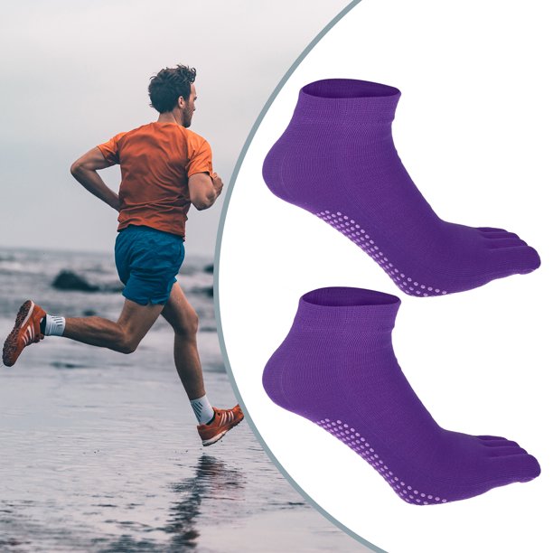 4 pares de calcetines con dedos completos, unisex, antideslizantes,  adhesivos, cinco dedos, para eje Unique Bargains calcetines de yoga