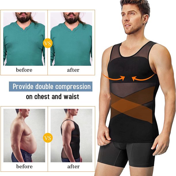 Mens Shaper Vest Shirt Camiseta Control Compression Faja Para Hombre  Slimming